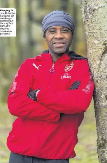  ??  ?? Keeping fit Jose Quitongo is pictured out exercising at Chatelhera­ult Country Park during the ongoing coronaviru­s pandemic