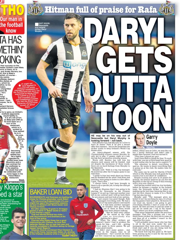  ??  ?? EXIT DOOR: Newcastle and Ireland striker Daryl Murphy