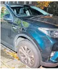  ??  ?? Sir Keir Starmer’s car was pictured outside his London home last night with a large dent and scratch along its front panel. The Labour leader was in a crash with a cyclist in Kentish Town on Sunday