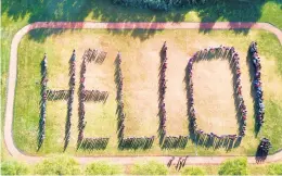  ?? PALOS SCHOOL DISTRICT 118 ?? Students at Palos South Middle School recently capped Start with Hello week with an aerial photo taken by drone.