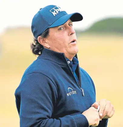  ?? Picture: Getty. ?? Phil Mickelson at Gullane as he reflects on a missed putt on the first hole.