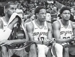  ?? Tom Reel / Staff photograph­er ?? Veterans Lamarcus Aldridge, from left, Demar Derozan and Rudy Gay are on expiring contracts, but they might be more valuable as keepers than as trade bait.