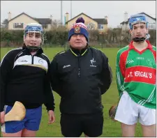  ??  ?? Coláiste Bhríde’s Tom Tobin (left) ahead of the game in Carlow.