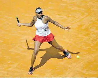  ??  ?? Venus Williams fue eliminada ayer del Abierto de Roma.