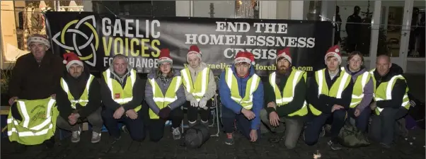  ??  ?? Local GAA stars took part in the ‘Solidarity Sleepout’ in the Bullring on Saturday night.