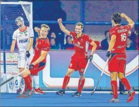  ?? PTI ?? ▪ Belgium players celebrate their victory over Germany in the quarter-finals on Thursday.