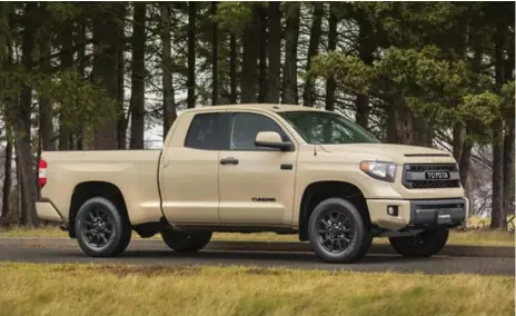  ?? TOYOTA ?? Vehicles that have limited numbers, such as this Tundra TRD version, can have a higher resale value.
