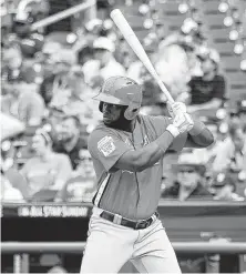  ?? Rob Carr / Getty Images ?? With pitcher Forrest Whitley on the minor league DL, Yordan Alvarez was the Astros’ lone Futures Game participan­t.