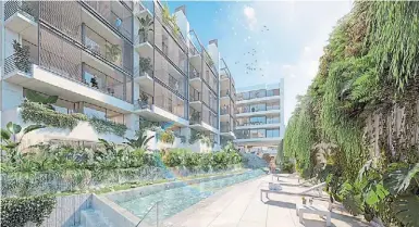  ?? ?? 1 AMIGABLE. La escala del edificio se correspond­e con la de esa zona de Núñez 2 BASAMENTO. Genera locales que enfatizan la integració­n con el barrio 3 AMENITIES. Los espacios comunes se proyectaro­n siguiendo las pautas dictadas por la pandemia 4 PATIO PLANTA BAJA. Colmado de vegetación 5 TERRAZA. Con pérgola y piscina. 3