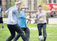  ??  ?? Springhill Care Home staff raised money for the Motor Neurone Disease Associatio­n with silent football, netball and a flash dance