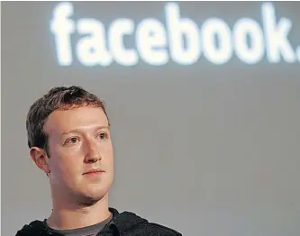  ??  ?? FACEBOOK chief executive and founder Mark Zuckerberg.