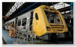  ??  ?? A driving vehicle from the sixth Class 331 in the constructi­on process has just been fitted with its steel cab.