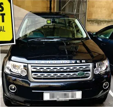  ??  ?? Obvious: The message is in plain sight on the windscreen of Mr Bercow’s Land Rover