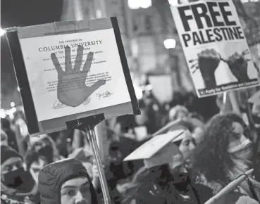  ?? GETTY IMAGES ?? A crowd protests Columbia University's suspension of Students for Justice in Palestine and Jewish Voice for Peace.