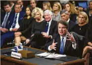  ?? Zach Gibson / Getty Images ?? Supreme Court nominee Brett Kavanaugh testifies during the second day of his confirmati­on hearings.