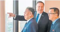 ?? US DEPARTMENT OF STATE ?? Kim Yong Chol, left, vice-chairman of North Korea, met with U.S. Secretary of State Mike Pompeo on Wednesday in New York.