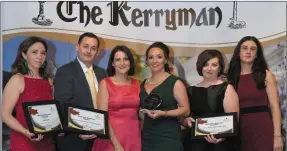  ??  ?? Finalists of the Best New Business Award, sponsored by Peevers Slye Cotter, were Ulluv Tralee; Murphy Brownes Restaurant Killarney and the Butler Centre Listowel.