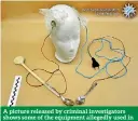  ??  ?? A picture released by criminal investigat­ors shows some of the equipment allegedly used in the non-existent ‘experiment’