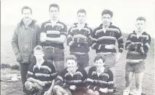  ??  ?? Rugby lover Kevin, second from right at back, playing for Belmont Academy in 1989