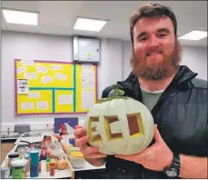  ??  ?? Spreading the ethos, Wallace Currie with his carved pumpkin.