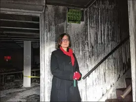  ?? BONNIE MEIBERS/STAFF 2017 ?? Bethel AME Church caught fire Dec. 13, 2017. Pastor Karen Schaeffer stands inside on Dec. 21, 2017.