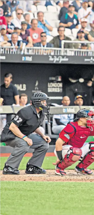  ??  ?? Lift-off: Gary Sanchez of the Yankees hits out in the ninth inning yesterday