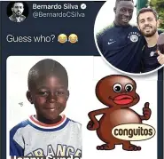  ??  ?? TWEET GONE SOUR: Bernardo’s post on social media and (above) with Mendy