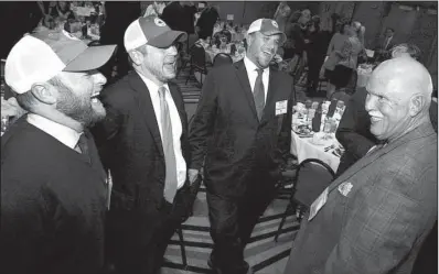  ??  ?? Hat Club guys Derek Owens, Charlie Porter, and Richard O’Brien with Rick Fleetwood