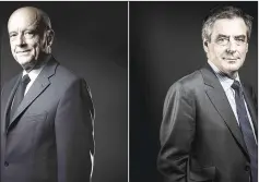  ?? — AFP photo ?? A combo of file pictures shows Juppe (left) and Fillon during photo sessions in Paris.