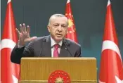  ?? TURKISH PRESIDENCY VIA AP ?? Turkish President Recep Tayyip Erdogan speaks after a meeting Monday in Ankara, Turkey.