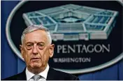  ?? ALEX WONG / GETTY IMAGES ?? At the Pentagon late Friday, U.S. Defense Secretary Jim Mattis said there were “no reports of losses” on the part of U.S. and allied forces participat­ing in the strike, which included manned aircraft.