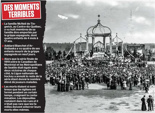  ?? PHOTO SOCIÉTÉ D’HISTOIRE ET DE GÉNÉALOGIE DE VICTORIAVI­LLE ?? Près de 40 000 personnes d’un peu partout dans le monde ont assisté au Congrès eucharisti­que de Victoriavi­lle en septembre 1918, ce qui a permis de propager la grippe espagnole partout au Québec et au Canada.