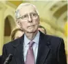  ?? MARIAM ZUHAIB / AP ?? Senate Minority Leader Mitch McConnell, R-Ky., on Capitol Hill on Tuesday. He will serve out his Senate term, to end in January 2027.