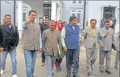  ?? DEEPAK SANSTA/HT ?? Members of opposition staging a walkout from the assembly in Shimla on Saturday.