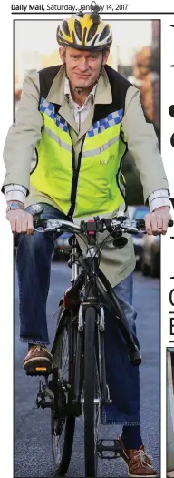  ??  ?? ‘Scared’: Jeremy Vine on his bike