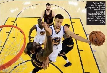  ?? — AP ?? DRAYMOND GREEN scored a game- high 28 points, his 11- of- 20 shooting from the floor including 5of- 8 from 3- point range, to spark the defending champions to victory STEPHEN CURRY scored 18 points and Klay Thompson added 17, but when the Cavaliers...