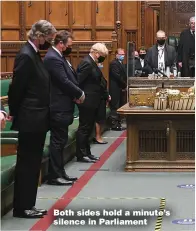  ??  ?? Both sides hold a minute’s silence in Parliament