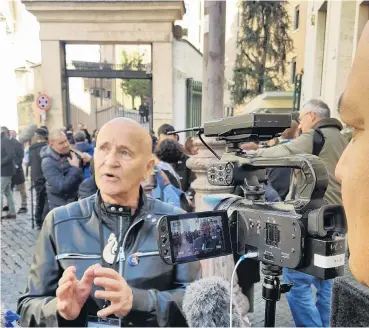  ?? PHOTO: ANALYN HEASLEY ?? Kiwi perspectiv­e . . . Dr Murray Heasley speaks to media while in Rome this week, during a major gathering of bishops called by Pope Francis to discuss the sexual abuse crisis engulfing the Catholic Church.