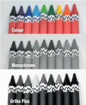  ?? ?? Below: A comparison showing how Ortho Plus (bottom) renders reds almost as blacks
Right: Negatives are bold and contrasty on a clear base, and scan very easily