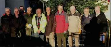  ??  ?? (From left) Neville Caine, Pat Kerr, Seamus Parle, Denis Hipwell, Noel Heatley, Peter Byrne, Tom Mulvihill, President of Wicklow Rotary, Liam Leonard, Brian O’Leary and Michael J. Connolly at the Remembranc­e Tree.