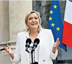  ??  ?? Marine Le Pen, the French Front National leader, outside the Elysée Palace yesterday, where she met President François Hollande to discuss the impact of Brexit