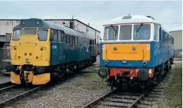  ?? Paul Hadfield ?? 86259 Les Ross/peter Pan stands alongside 31128 at Nemesis Rail on January 7, 2022. The locomotive is at Burton receiving a B exam and some other minor works before returning to main line use.