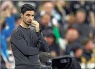  ?? (AFP) ?? Arsenal’s Spanish manager Mikel Arteta reacts during the English Premier League match between Newcastle United and Arsenal at St James’ Park in Newcastle-upon-Tyne, north east England, on Monday.