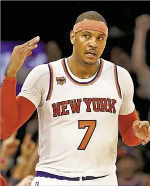  ??  ?? Apparently there is no interest in New York’s Melo drama as Carmelo Anthony and Knicks won’t be seen much on national broadcasts.