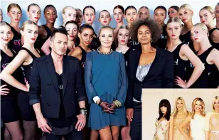  ??  ?? Left: Caroline presenting Denmark’s Next Top Model. Below: second from left, on Ladies of London