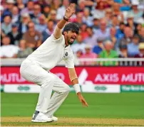  ?? AFP file ?? India’s Ishant Sharma is the second-highest wicket-taker with 11 wickets from three Tests. England’s Anderson currently tops with 17 wickets in the five-match Test series so far. —