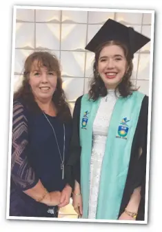  ??  ?? TRIBUTE: Cairns student Charlotte Wright (left and above) kept her late father, Barry Wright, close when she graduated with a Bachelor of Engineerin­g (Honours) from CQU and shared the joy of her achievemen­t with her mother, Mary-Jane Robertson of Malanda.