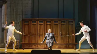  ?? Photos by Cory Weaver / San Francisco Opera ?? John Brancy (left), Ferruccio Furlanetto and Ben Bliss in Mozart’s “Così fan tutte” at San Francisco Opera.