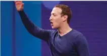  ?? - Reuters file photo ?? SPELLING OUT: Facebook CEO Mark Zuckerberg speaks at Facebook Inc’s annual F8 developers conference in San Jose, California, US.