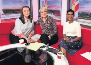  ?? The President of Edge Hill Students’ Union’s Student Minds Society, Olivia Williams, with BBC news presenters Naga Munchetty and Steph McGovern ??